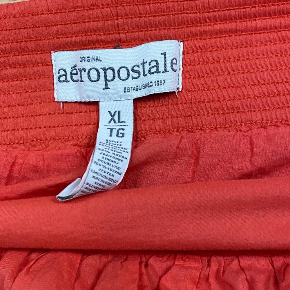 Aeropostale Embroidered Mini Skirt Womens XL Coral Pink Boho‎ Cottagecore Retro